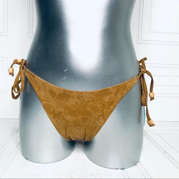 NWT SUNSET BEACH BIKINI BOTTOM NEW W TAGS FAUX SUEDE  WOMEN SIZE XS MEDIUM - Picture 2 of 7